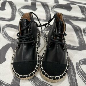Kids espadrilles. Black lace up . Hand made size 7C unisex